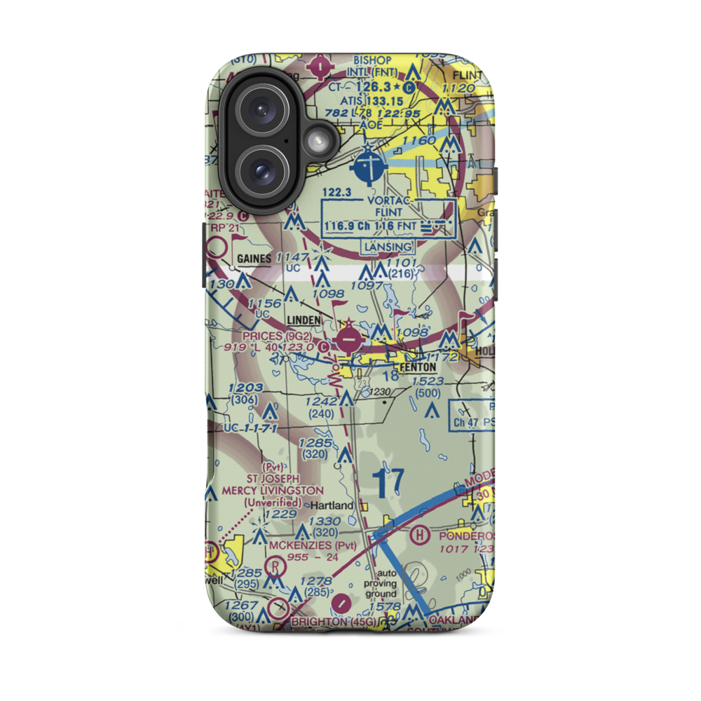 Prices Airport (9G2) VFR Sectional  Tough iPhone Case iPhone 16 Plus model shown