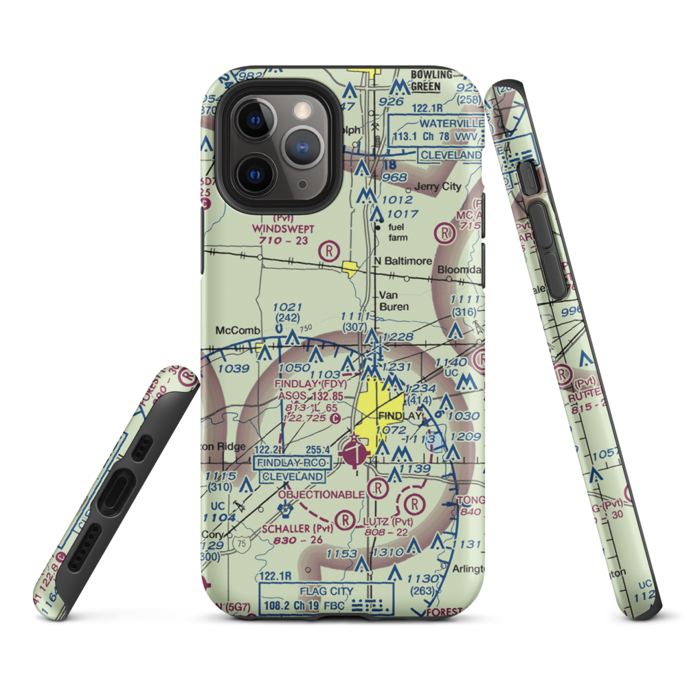 Priebe Airport (7D5) VFR Sectional  Tough iPhone Case iPhone 11 Pro model shown