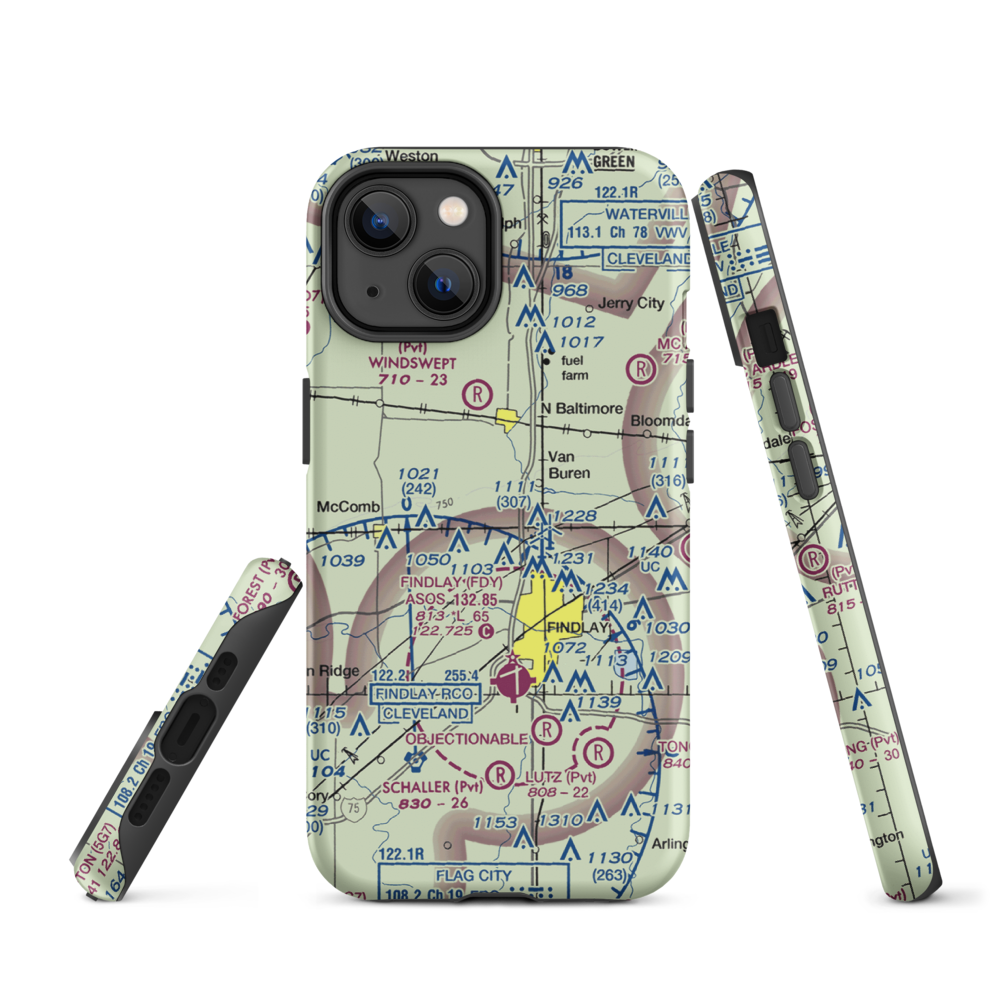 Priebe Airport (7D5) VFR Sectional  Tough iPhone Case iPhone 14 model shown