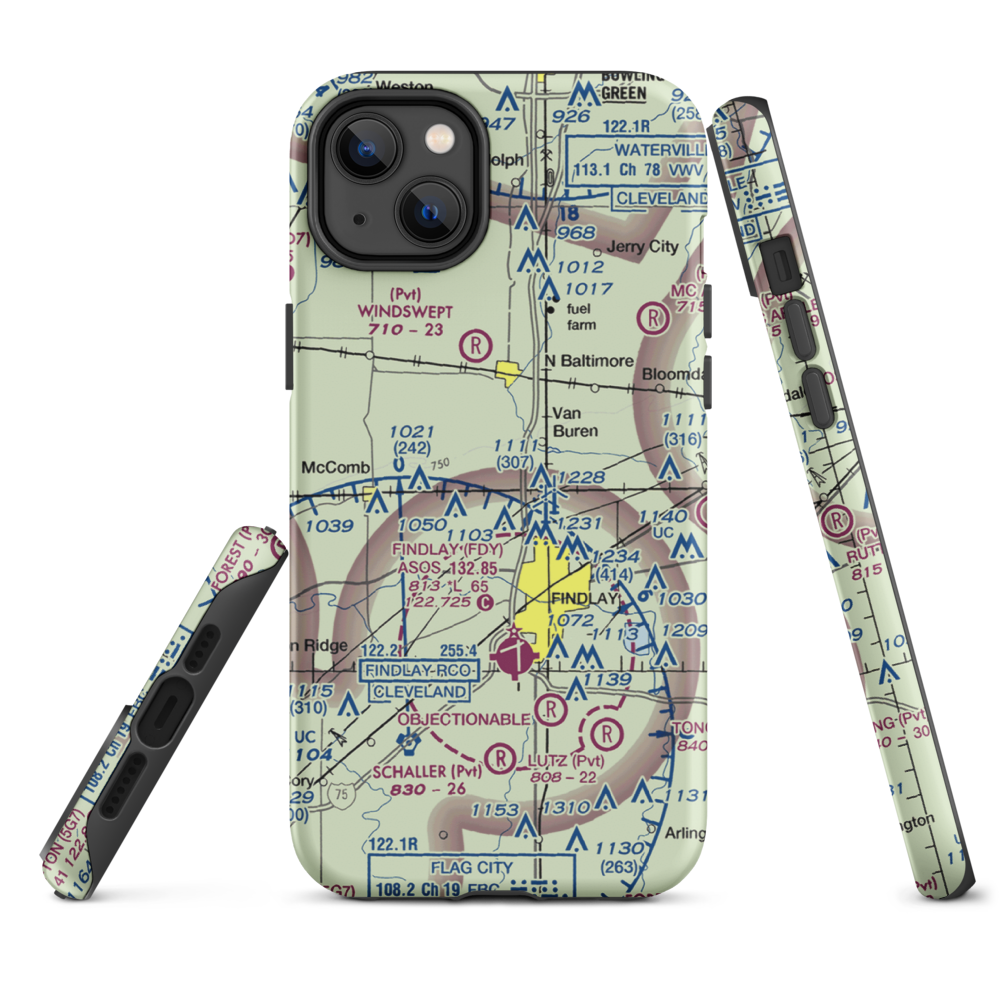 Priebe Airport (7D5) VFR Sectional  Tough iPhone Case iPhone 14 Plus model shown