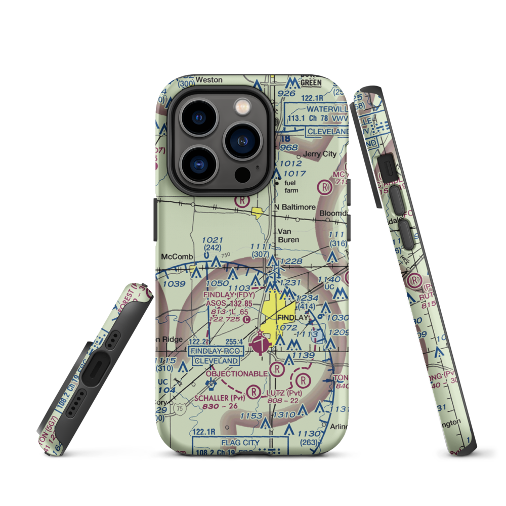 Priebe Airport (7D5) VFR Sectional  Tough iPhone Case iPhone 14 Pro model shown