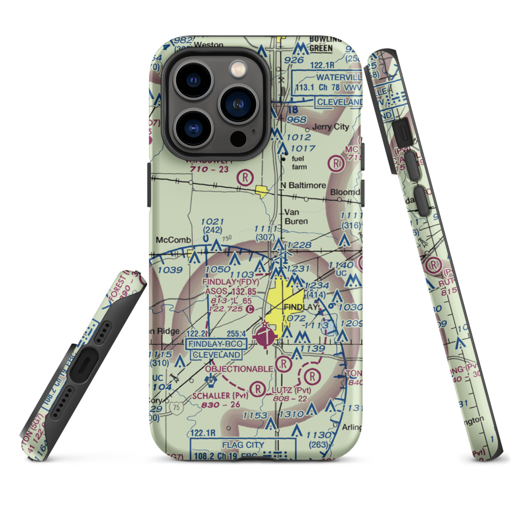 Priebe Airport (7D5) VFR Sectional  Tough iPhone Case iPhone 14 Pro Max model shown