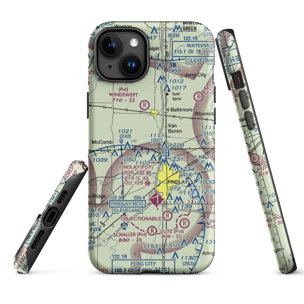Priebe Airport (7D5) VFR Sectional  Tough iPhone Case iPhone 15 Plus model shown