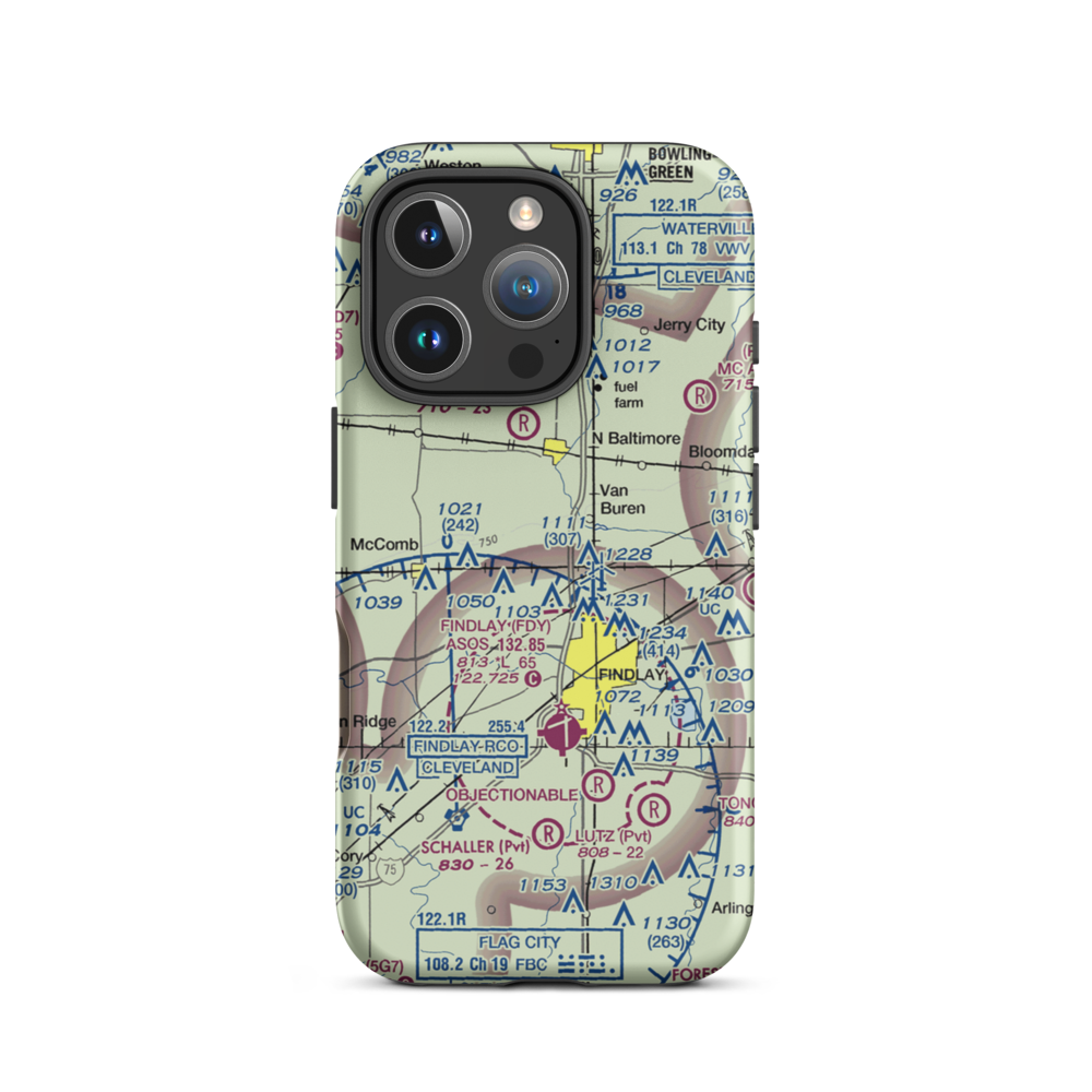 Priebe Airport (7D5) VFR Sectional  Tough iPhone Case iPhone 16 Pro model shown