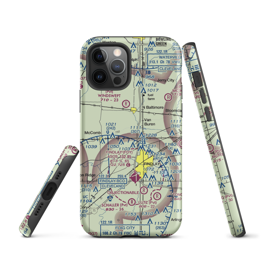 Priebe Airport (7D5) VFR Sectional  Tough iPhone Case iPhone 12 Pro model shown