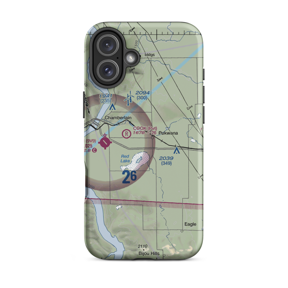 Priebe Landing Strip (SD89) VFR Sectional  Tough iPhone Case iPhone 16 Plus model shown