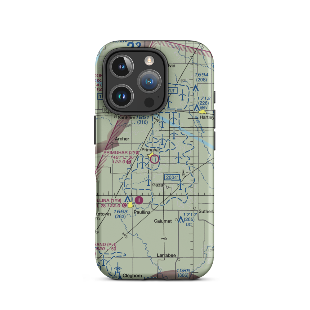 Primghar Airport (2Y0) VFR Sectional  Tough iPhone Case iPhone 16 Pro model shown