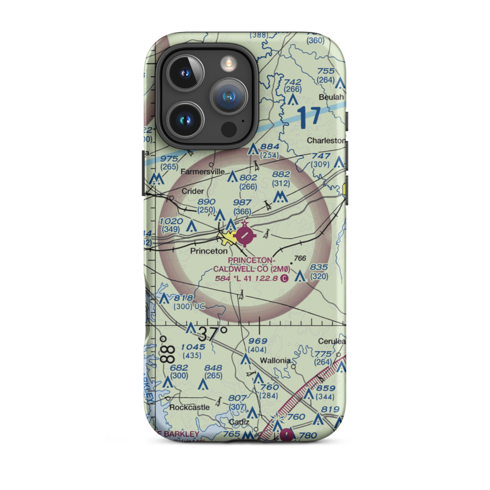 Princeton Caldwell County Airport (2M0) VFR Sectional  Tough iPhone Case iPhone 16 Pro Max model shown