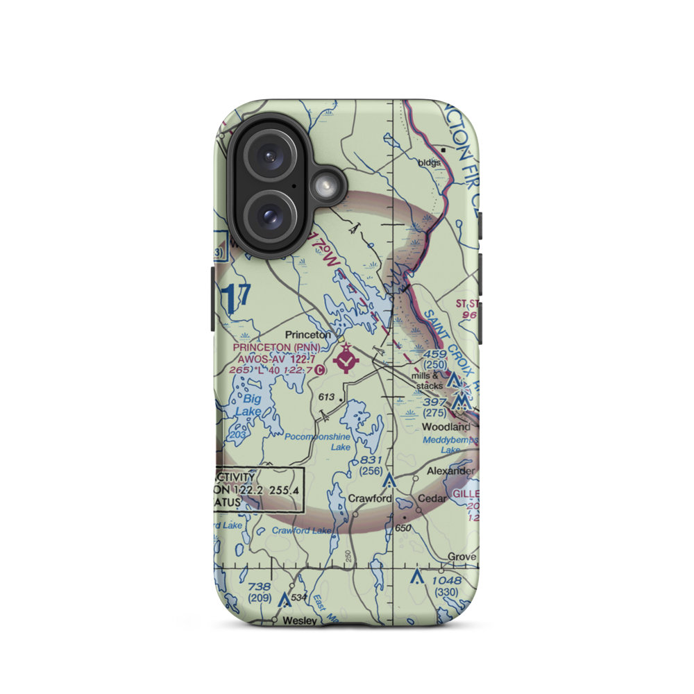 Princeton Municipal Airport (PNN) VFR Sectional  Tough iPhone Case iPhone 16 model shown