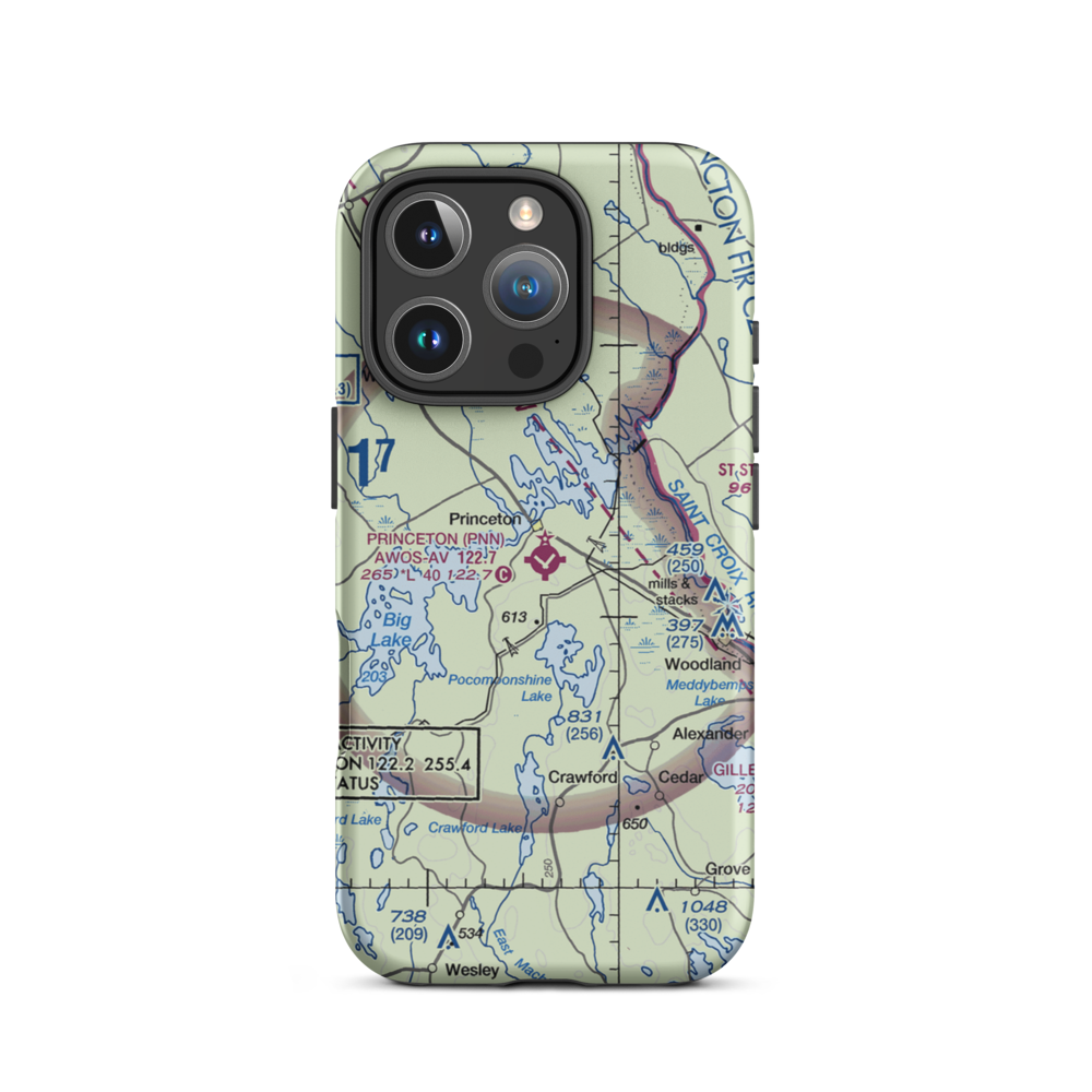 Princeton Municipal Airport (PNN) VFR Sectional  Tough iPhone Case iPhone 16 Pro model shown