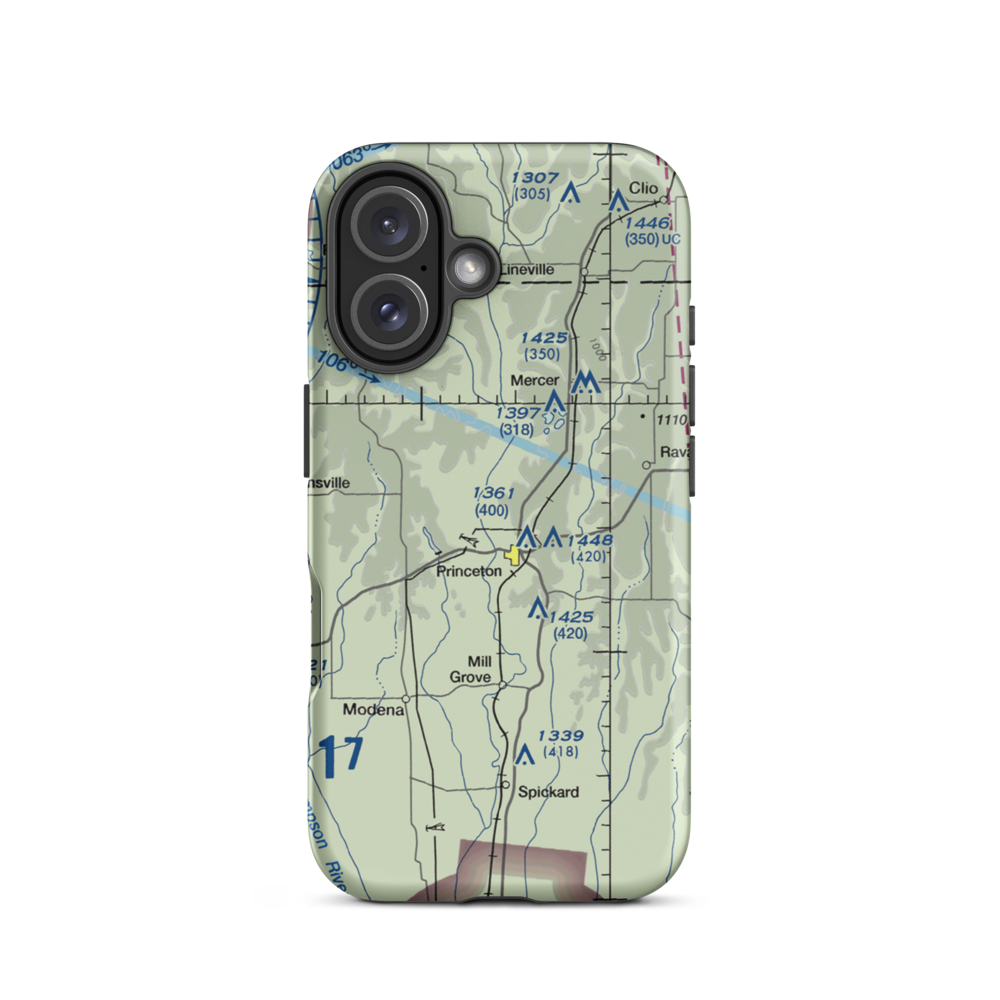 Princeton-Kauffman Memorial Airport (7MO) VFR Sectional  Tough iPhone Case iPhone 16 model shown