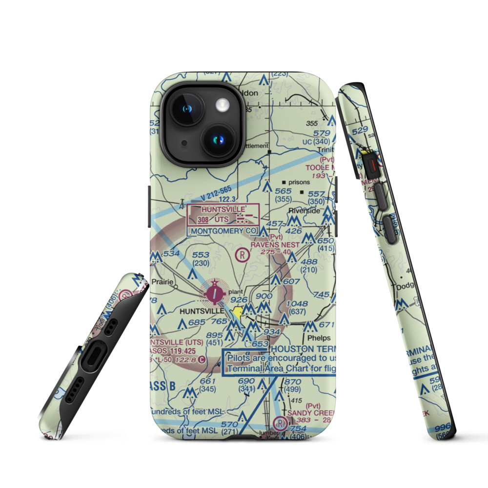 Private strip nr Huntsville (US-0285) VFR Sectional  Tough iPhone Case iPhone 15 model shown