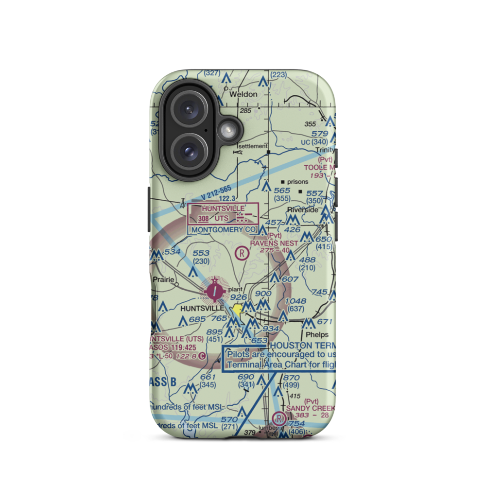 Private strip nr Huntsville (US-0285) VFR Sectional  Tough iPhone Case iPhone 16 model shown