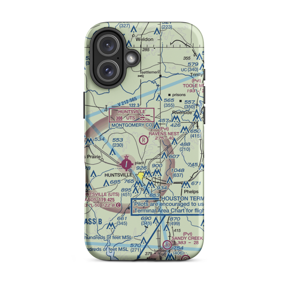 Private strip nr Huntsville (US-0285) VFR Sectional  Tough iPhone Case iPhone 16 Plus model shown