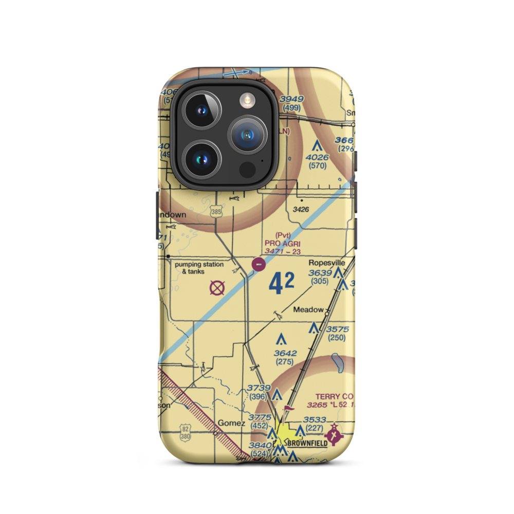Pro Agri Airport (TS84) VFR Sectional  Tough iPhone Case iPhone 16 Pro model shown