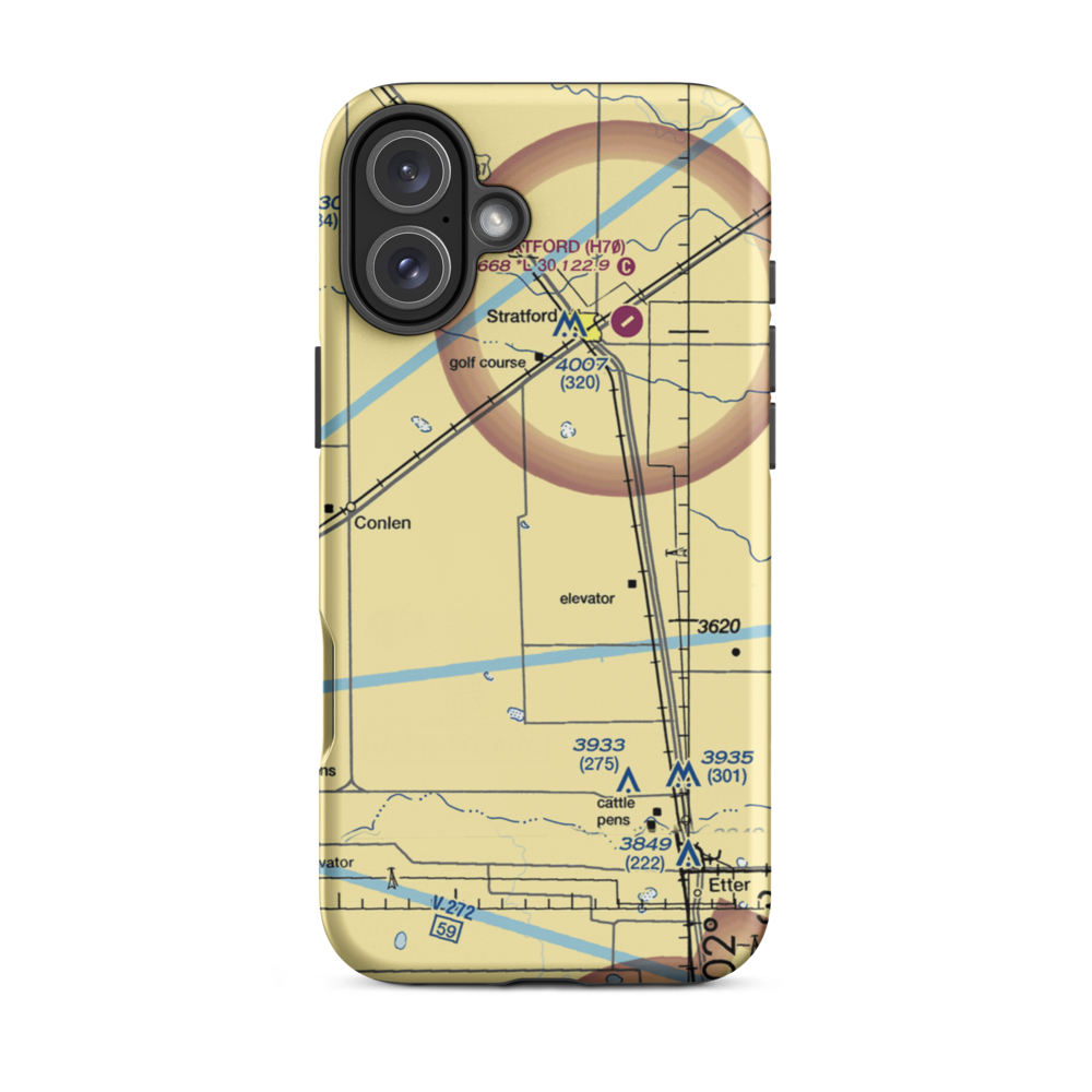 Pronger Bros Ranch Airport (3E7) VFR Sectional  Tough iPhone Case iPhone 16 Plus model shown