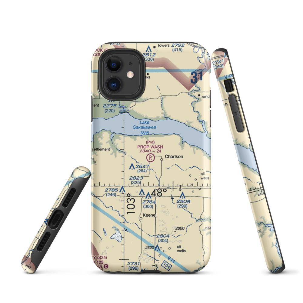 Prop Wash Field (ND25) VFR Sectional  Tough iPhone Case iPhone 11 model shown