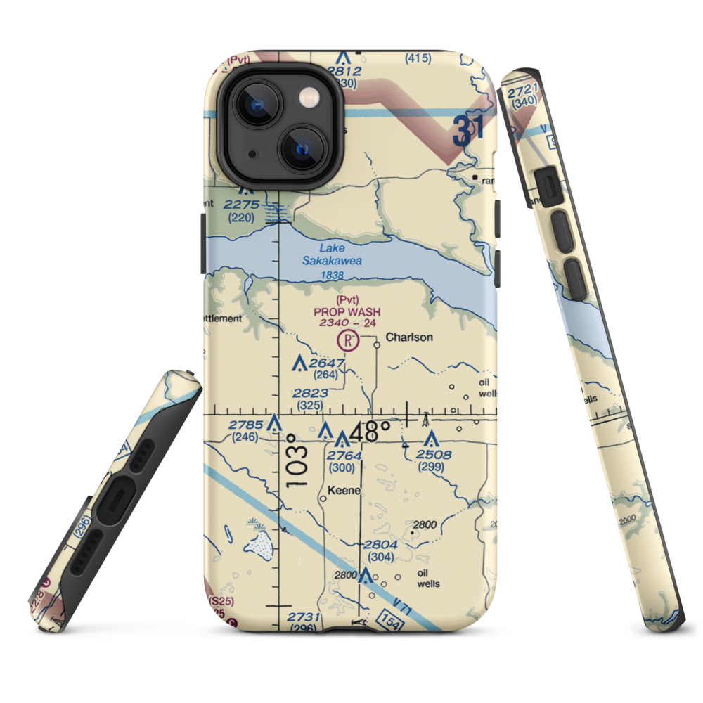 Prop Wash Field (ND25) VFR Sectional  Tough iPhone Case iPhone 14 Plus model shown