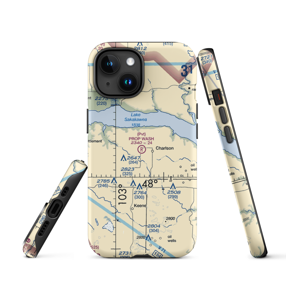 Prop Wash Field (ND25) VFR Sectional  Tough iPhone Case iPhone 15 model shown