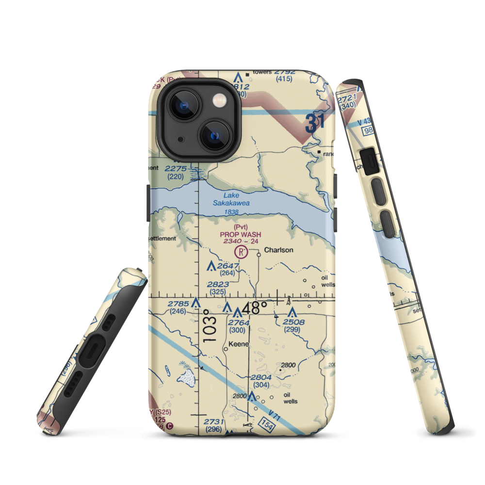 Prop Wash Field (ND25) VFR Sectional  Tough iPhone Case iPhone 13 model shown