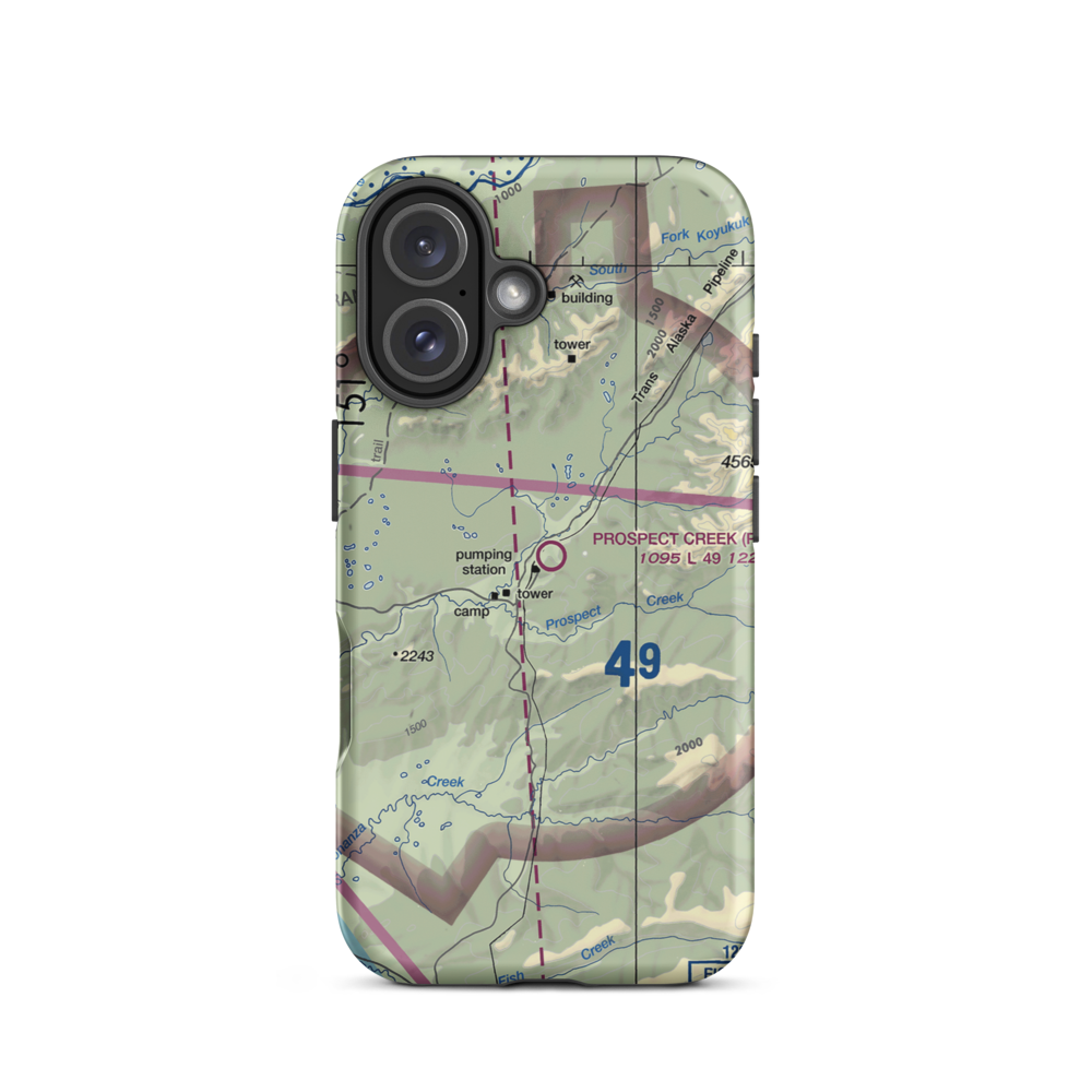 Prospect Creek Airport (PPC) VFR Sectional  Tough iPhone Case iPhone 16 model shown