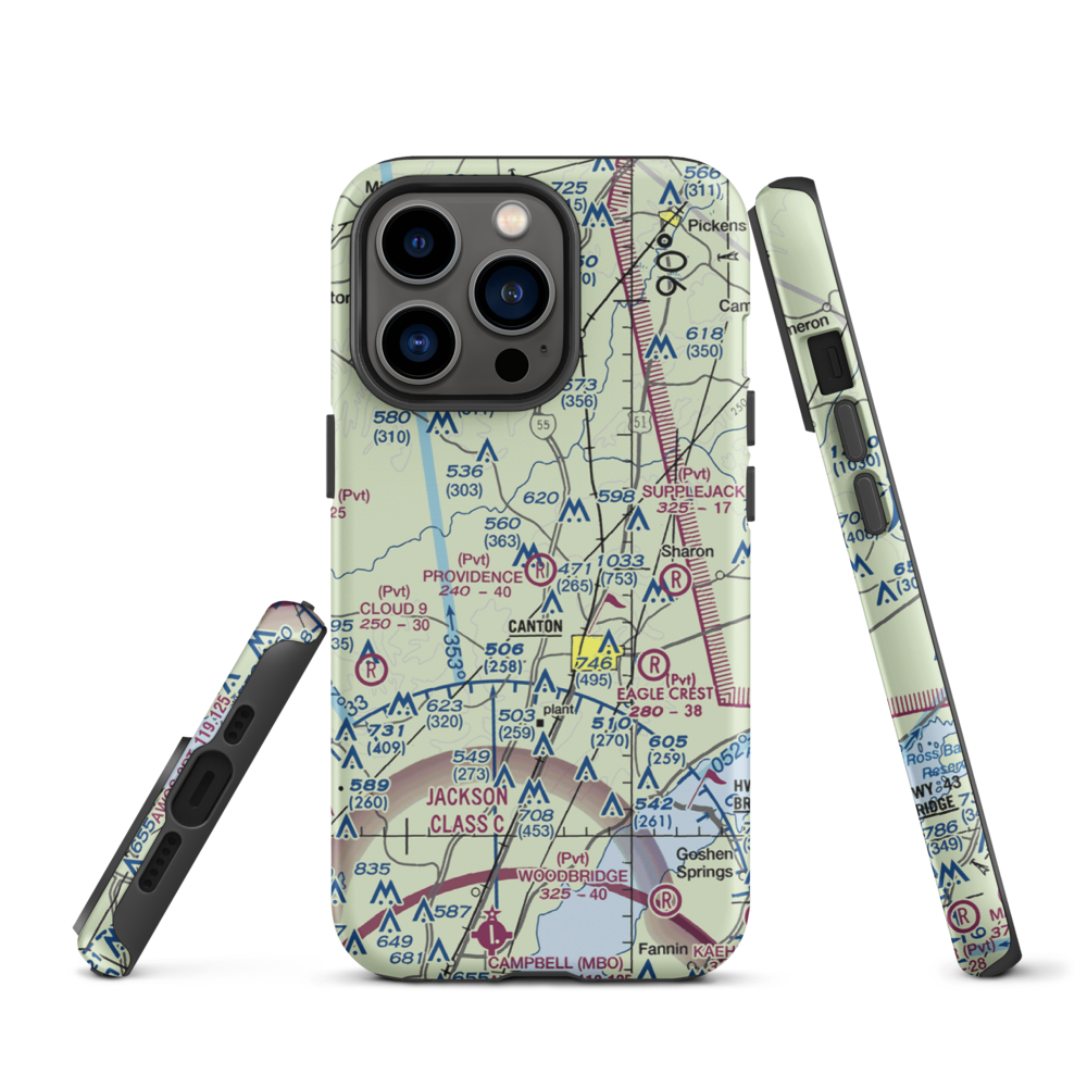 Providence Airpark (4MS9) VFR Sectional  Tough iPhone Case iPhone 13 Pro model shown