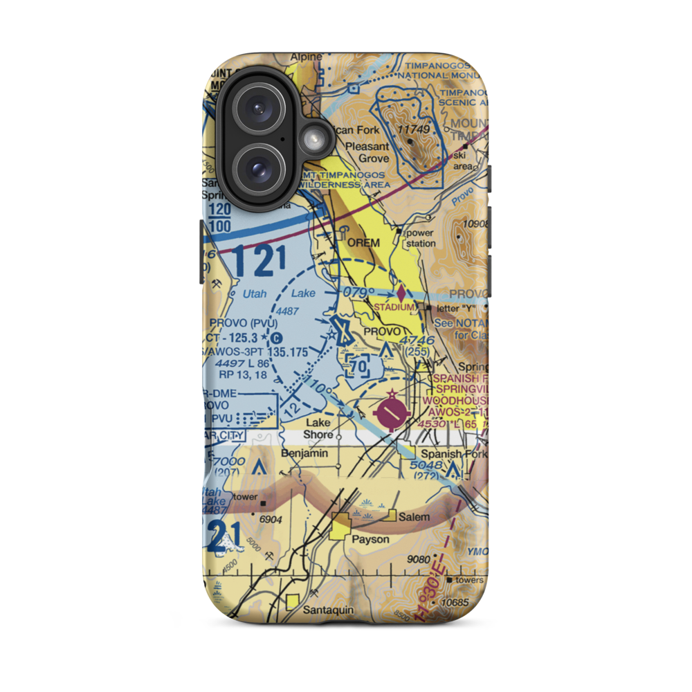 Provo Municipal Airport (PVU) VFR Sectional  Tough iPhone Case iPhone 16 Plus model shown
