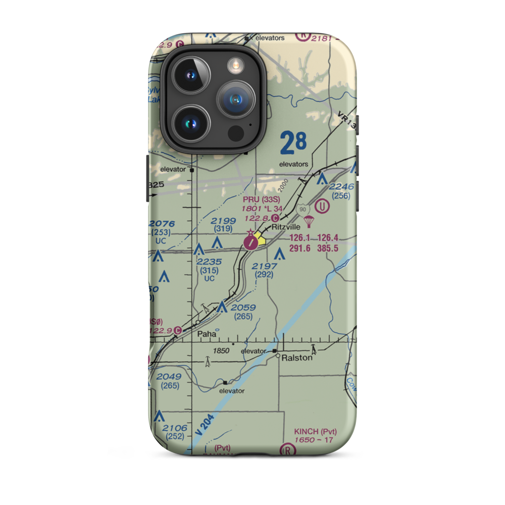 Pru Field (33S) VFR Sectional  Tough iPhone Case iPhone 16 Pro Max model shown