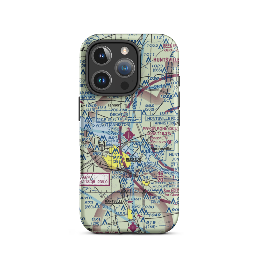 Pryor Field Regional Airport (DCU) VFR Sectional  Tough iPhone Case iPhone 16 Pro model shown