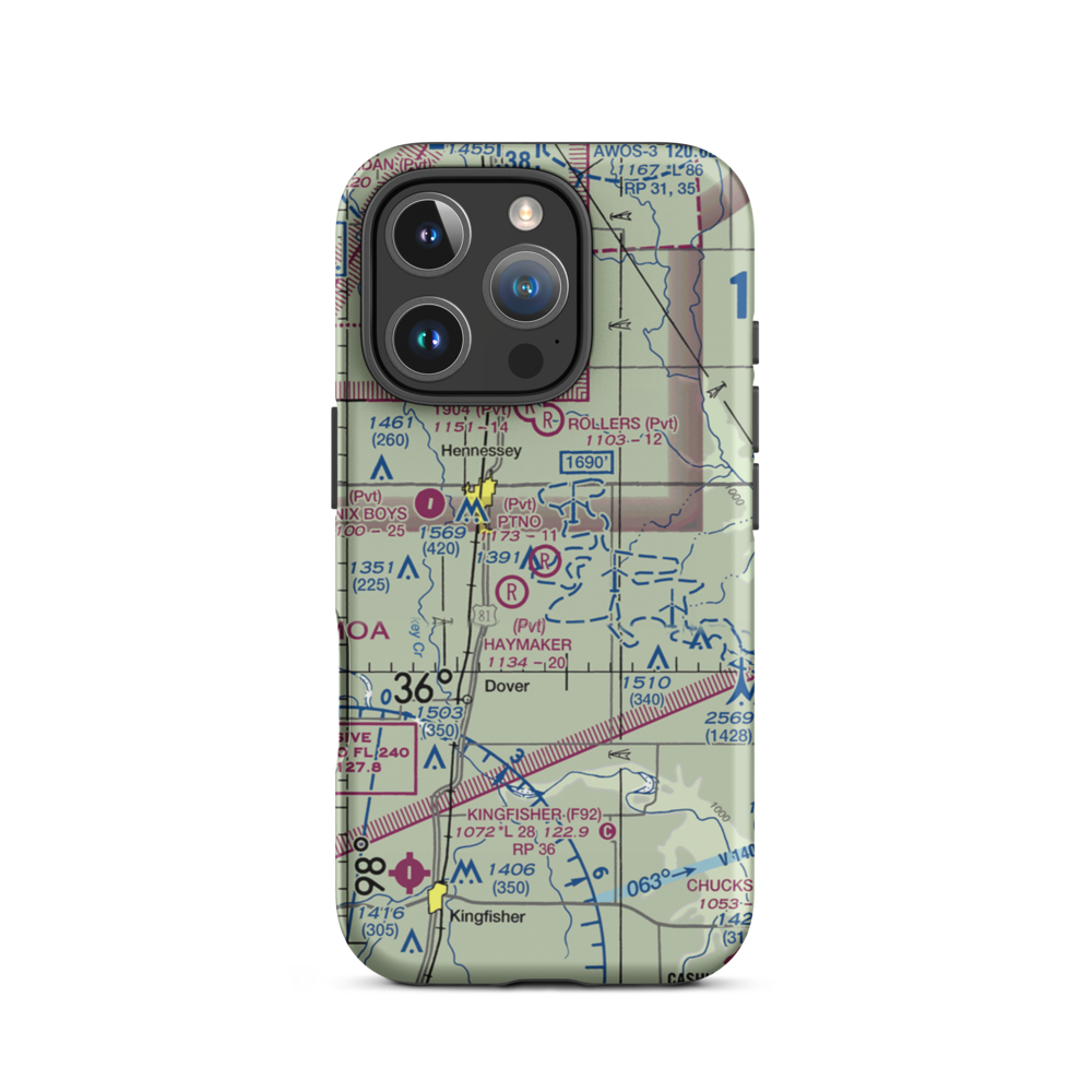 PTNO Airport (OK56) VFR Sectional  Tough iPhone Case iPhone 16 Pro model shown