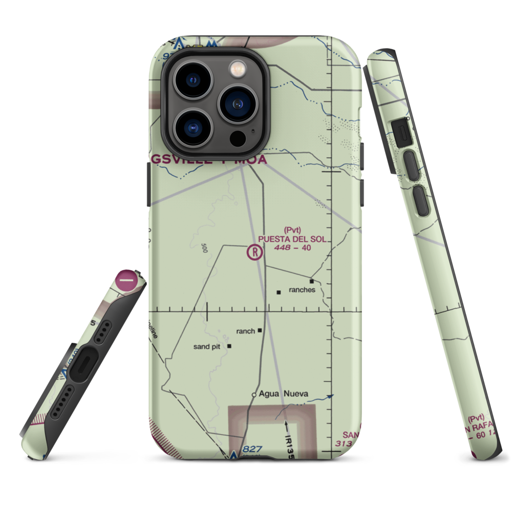 Puesta del Sol Airport (TA44) VFR Sectional  Tough iPhone Case iPhone 14 Pro Max model shown