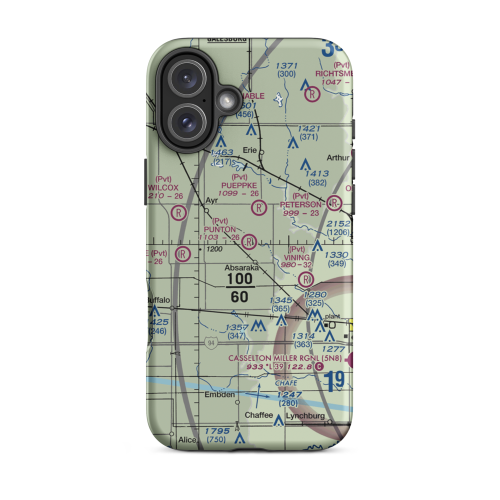 Punton Private Airport (ND07) VFR Sectional  Tough iPhone Case iPhone 16 Plus model shown