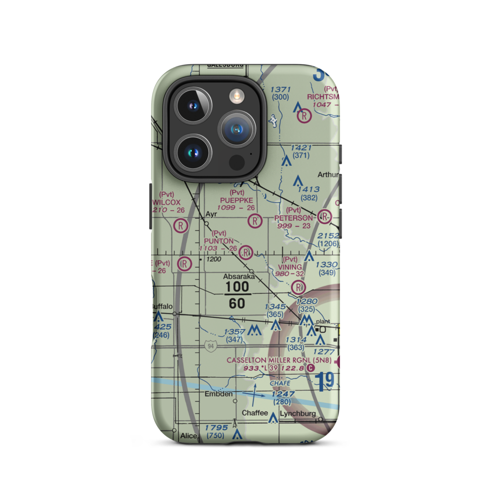 Punton Private Airport (ND07) VFR Sectional  Tough iPhone Case iPhone 16 Pro model shown