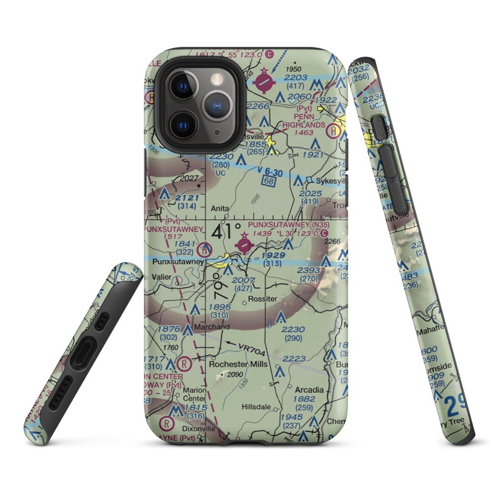 Punxsutawney Municipal Airport (N35) VFR Sectional  Tough iPhone Case iPhone 11 Pro model shown
