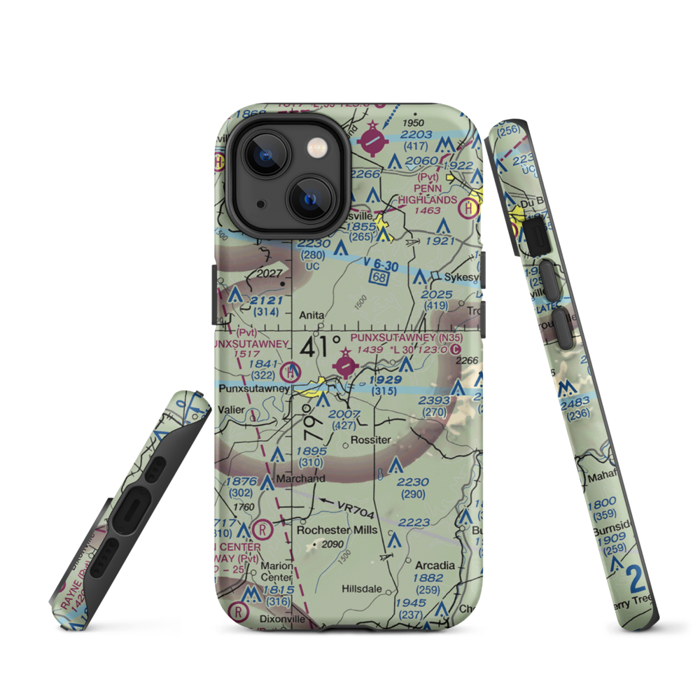 Punxsutawney Municipal Airport (N35) VFR Sectional  Tough iPhone Case iPhone 14 model shown