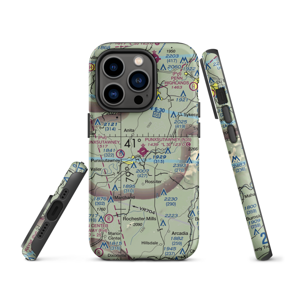 Punxsutawney Municipal Airport (N35) VFR Sectional  Tough iPhone Case iPhone 14 Pro model shown