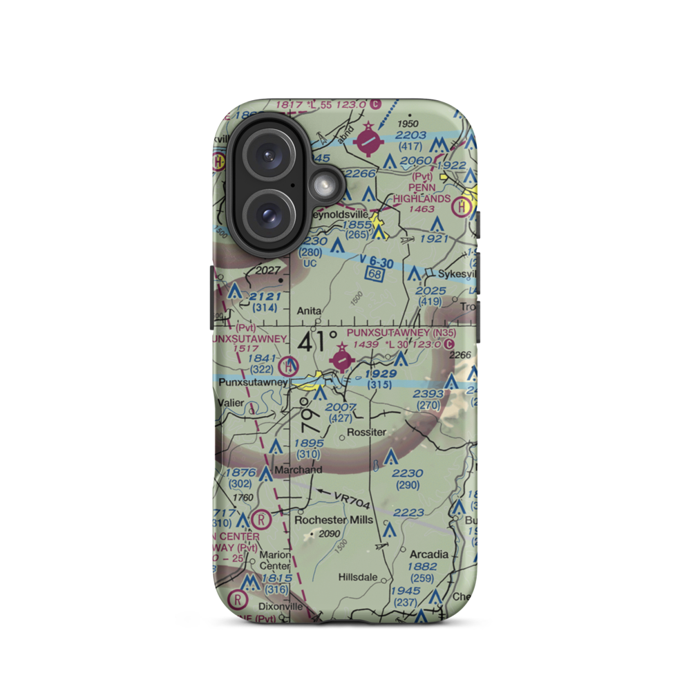 Punxsutawney Municipal Airport (N35) VFR Sectional  Tough iPhone Case iPhone 16 model shown