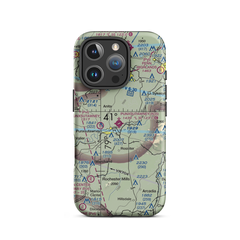 Punxsutawney Municipal Airport (N35) VFR Sectional  Tough iPhone Case iPhone 16 Pro model shown