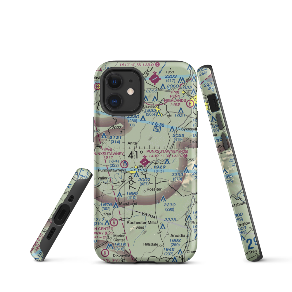 Punxsutawney Municipal Airport (N35) VFR Sectional  Tough iPhone Case iPhone 12 mini model shown