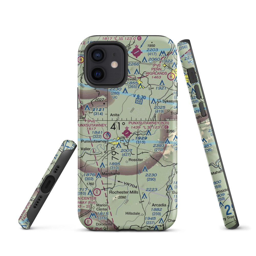 Punxsutawney Municipal Airport (N35) VFR Sectional  Tough iPhone Case iPhone 12 model shown