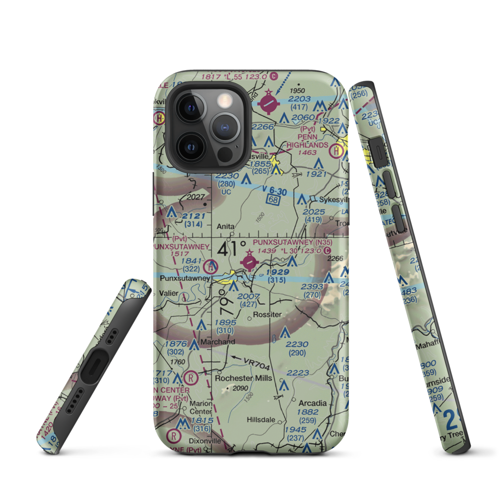 Punxsutawney Municipal Airport (N35) VFR Sectional  Tough iPhone Case iPhone 12 Pro model shown
