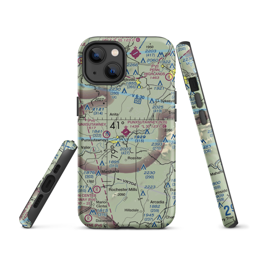 Punxsutawney Municipal Airport (N35) VFR Sectional  Tough iPhone Case iPhone 13 model shown