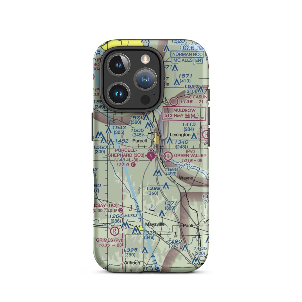Purcell Municipal - Steven E. Shephard field (3O3) VFR Sectional  Tough iPhone Case iPhone 16 Pro model shown