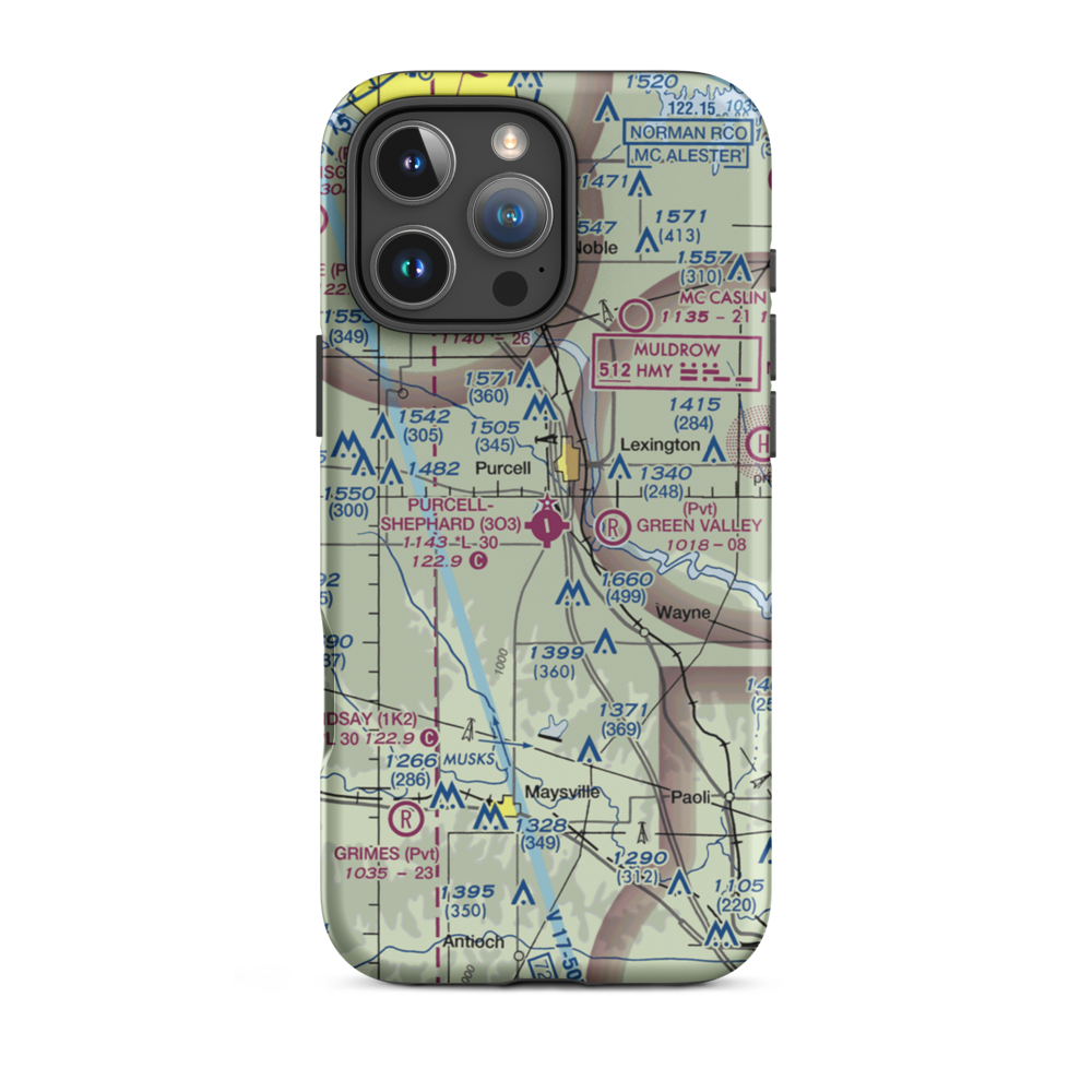 Purcell Municipal - Steven E. Shephard field (3O3) VFR Sectional  Tough iPhone Case iPhone 16 Pro Max model shown
