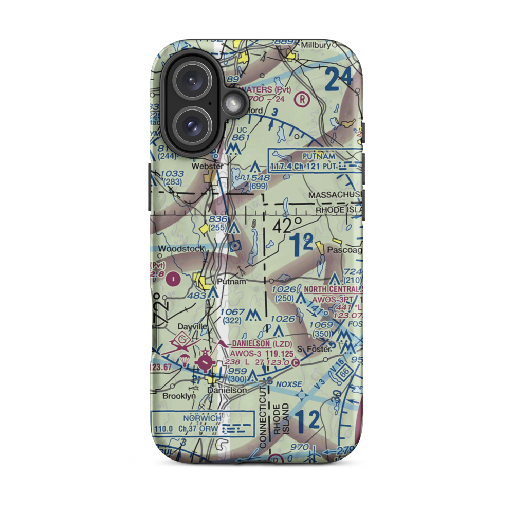 Quaddick Lake Seaplane Base (CT82) VFR Sectional  Tough iPhone Case iPhone 16 Plus model shown