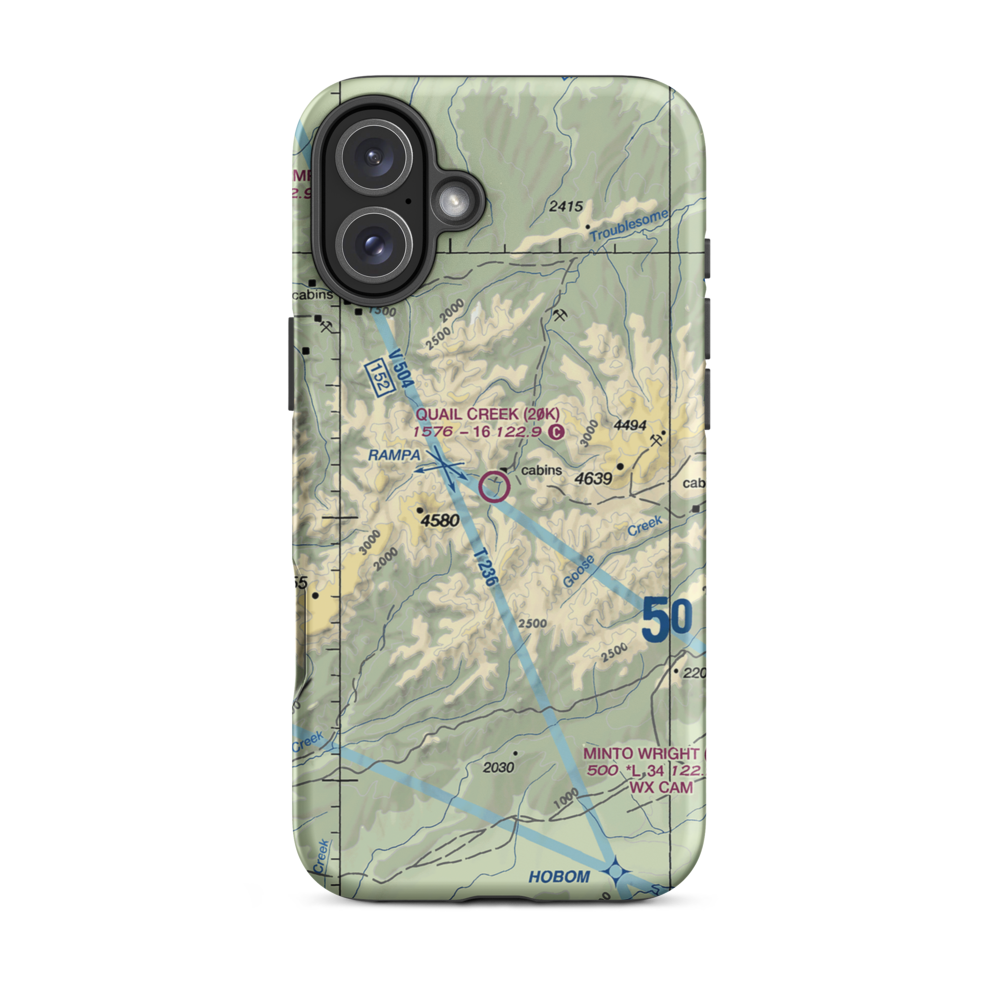 Quail Creek Airport (20K) VFR Sectional  Tough iPhone Case iPhone 16 Plus model shown