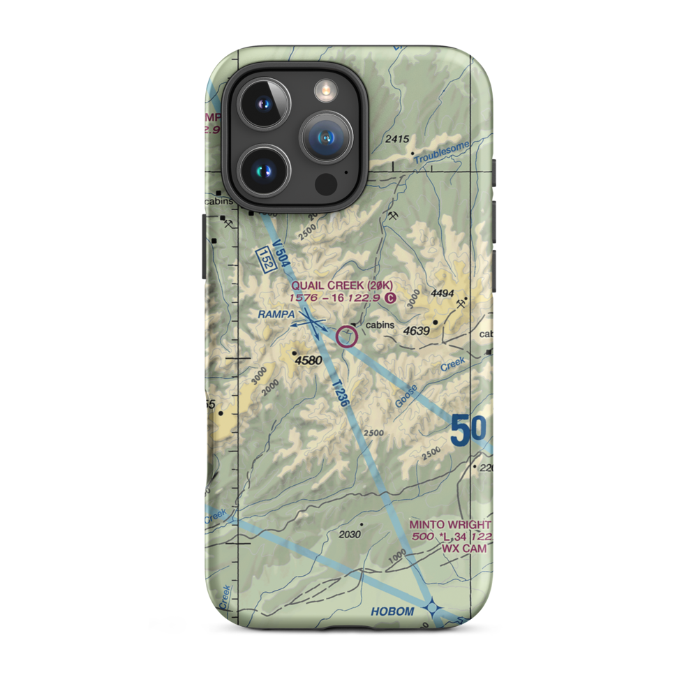 Quail Creek Airport (20K) VFR Sectional  Tough iPhone Case iPhone 16 Pro Max model shown