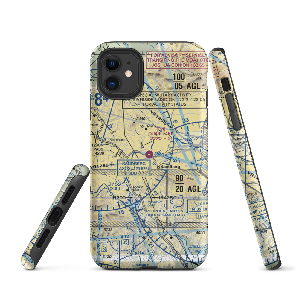 Quail Lake Sky Park Airport (CL46) VFR Sectional  Tough iPhone Case iPhone 11 model shown