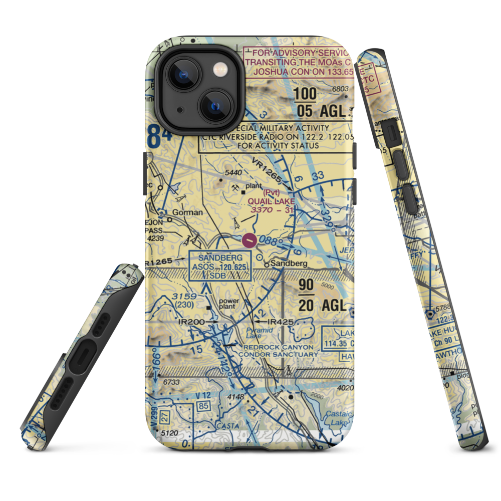 Quail Lake Sky Park Airport (CL46) VFR Sectional  Tough iPhone Case iPhone 14 Plus model shown