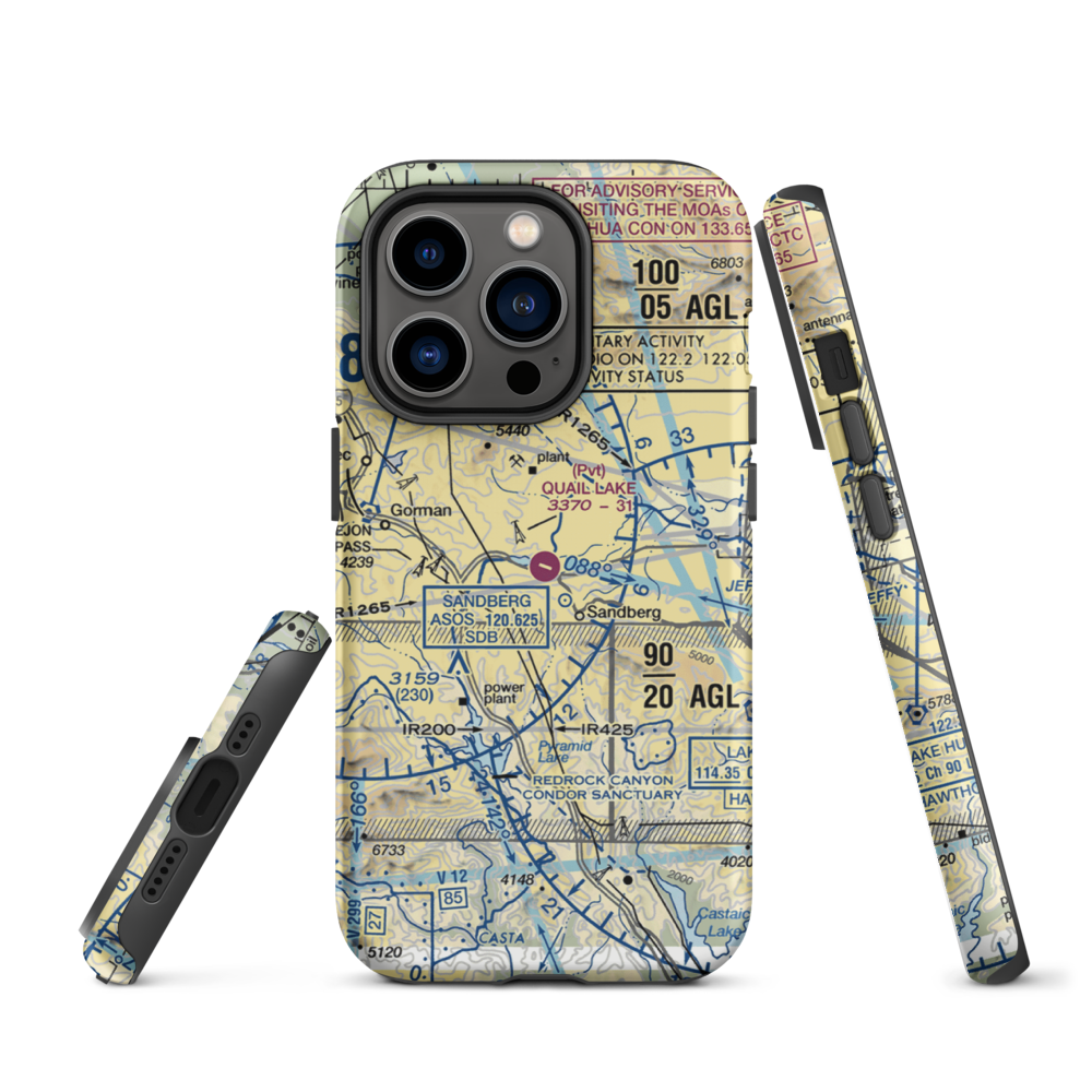 Quail Lake Sky Park Airport (CL46) VFR Sectional  Tough iPhone Case iPhone 14 Pro model shown